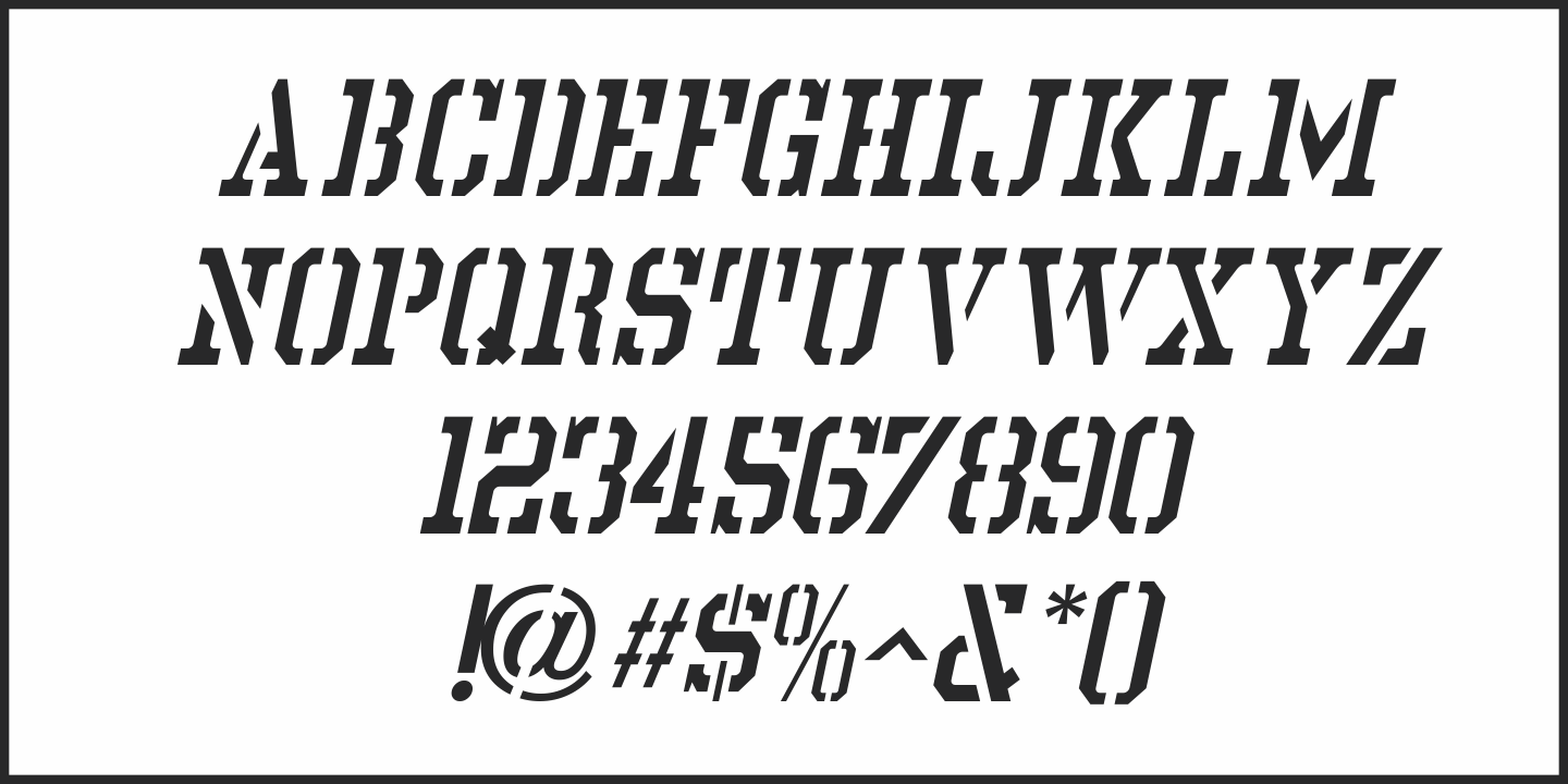 Example font Stencil Chamfer JNL #2